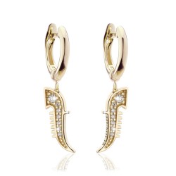 Gold Iter Venice earrings with gondola bow ornament and zirconia