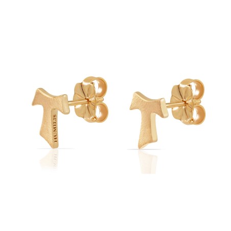 Gold Tau cross earrings