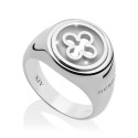 Sterling silver Iter Venice little chevalier ring with Palazzo Ducale's quadrilob flower