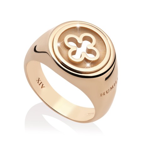 Sterling silver Iter Venice little chevalier ring with Palazzo Ducale's quadrilob flower