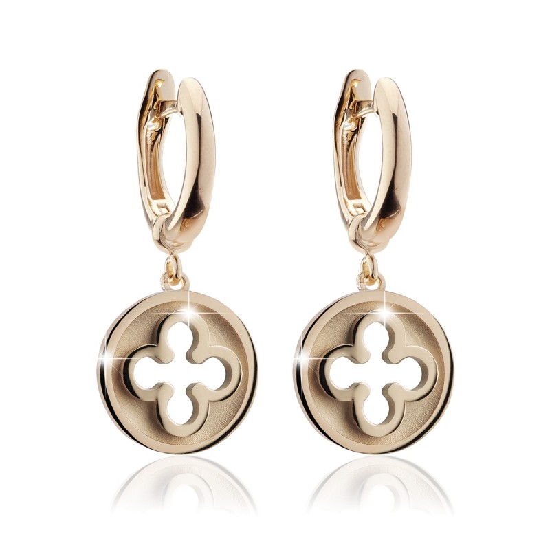 Sterling silver Iter Venice small hanging earrings with Palazzo Ducale's quadrilob flower