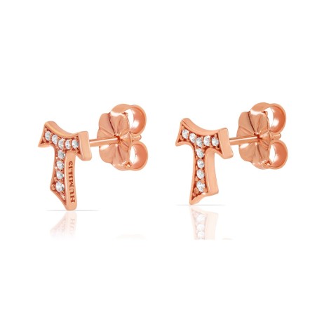 Gold Tau cross earrings with zirconia