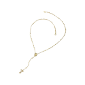 Collana Rosario Tau pendente con San Francesco, Madonna, zirconi e decina di grani in oro