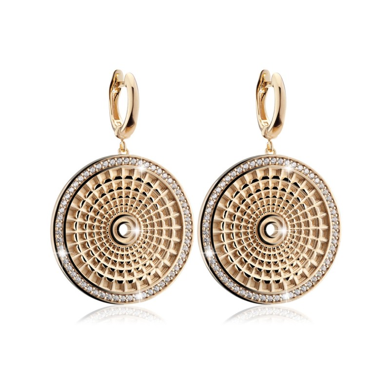 Sterling silver earrings depicting the Pantheon's dome with zirconia