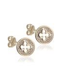 Gold Iter Venice small earrings with Palazzo Ducale's quadrilob flower and diamonds
