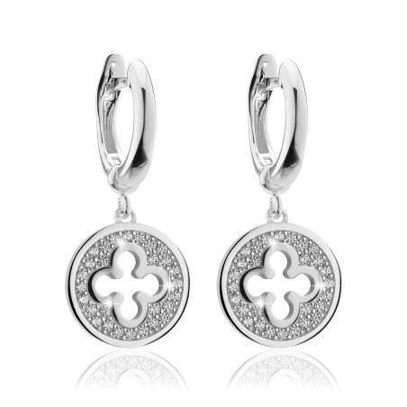 Gold Iter Venice small hanging earrings with Palazzo Ducale's quadrilob flower and diamonds