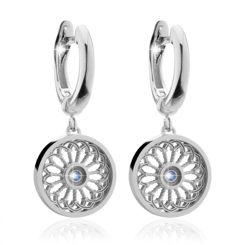 Sterling silver St. Clare rosewindow Canticum collection small earrings with zirconia