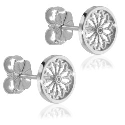 Sterling silver stud earrings, depicting the rosewindow of St. Francis Basilica