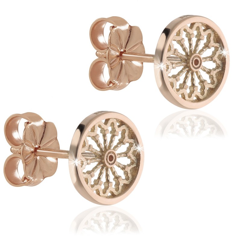 Sterling silver stud earrings, depicting the rosewindow of St. Francis Basilica