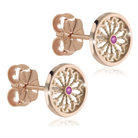 Sterling silver St. Francis rosewindow Canticum collection stud earrings with zirconia