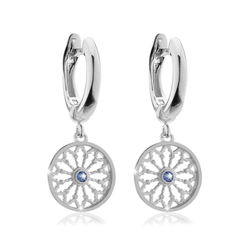 Sterling silver St. Francis rosewindow Canticum collection small earrings with zirconia