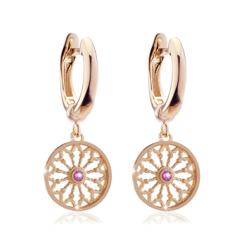 Sterling silver St. Francis rosewindow Canticum collection small earrings with zirconia