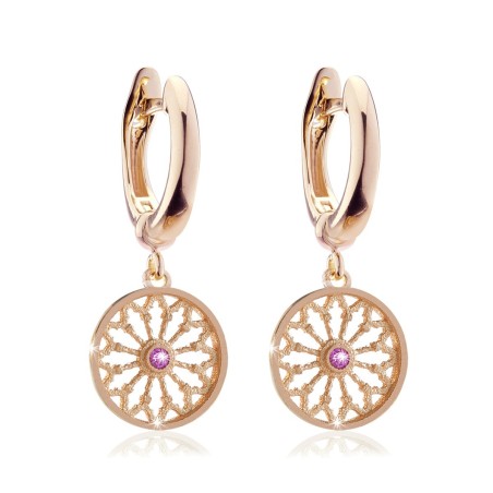 Sterling silver St. Francis rosewindow Canticum collection small earrings with zirconia