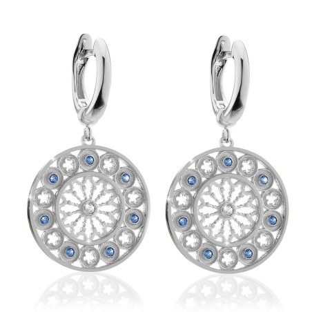 Sterling silver St. Francis rosewindow Canticum collection medium earrings with zirconia