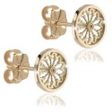 Gold stud earrings, depicting the rosewindow of St. Francis Basilica