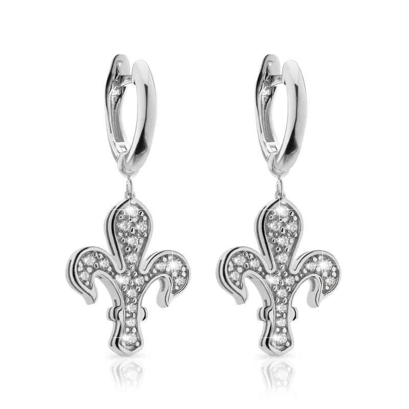 Gold Iter Florence collection earrings with lily flower and diamonds