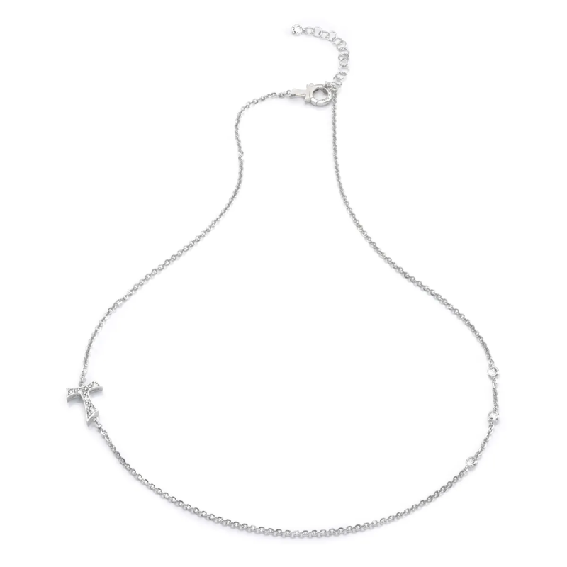 Collana Segno Tau francescano in oro e diamanti
