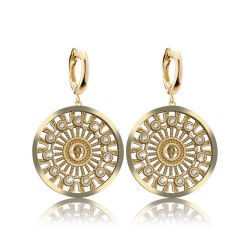 Gold Orvieto Dome rosewindow collection medium earrings with diamonds