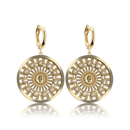 Gold Orvieto Dome rosewindow collection medium earrings with diamonds