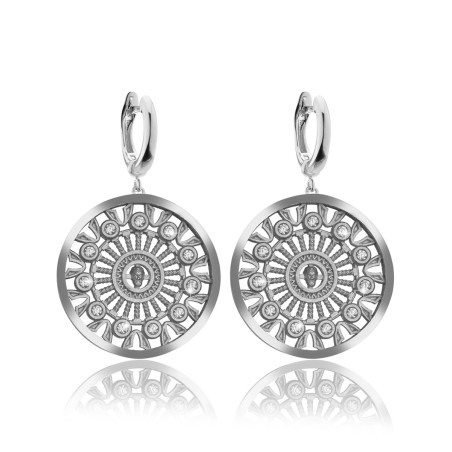 Gold Orvieto Dome rosewindow collection medium earrings with diamonds