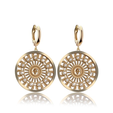 Gold Orvieto Dome rosewindow collection medium earrings with diamonds