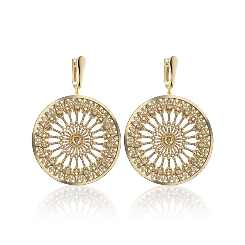 Sterling silver Orvieto Dome rosewindow collection earrings with zirconia