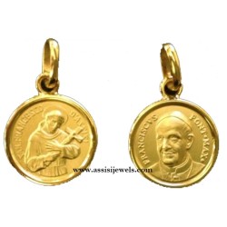 18 kt gold Saint Francis and Pope Francis medal