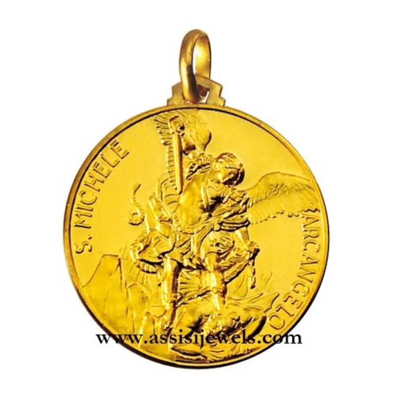 18 kt gold Saint Michael the Archangel medal