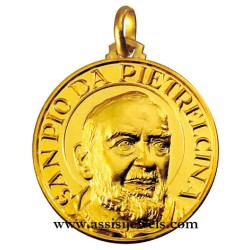 18 kt gold Saint Father Pio medal