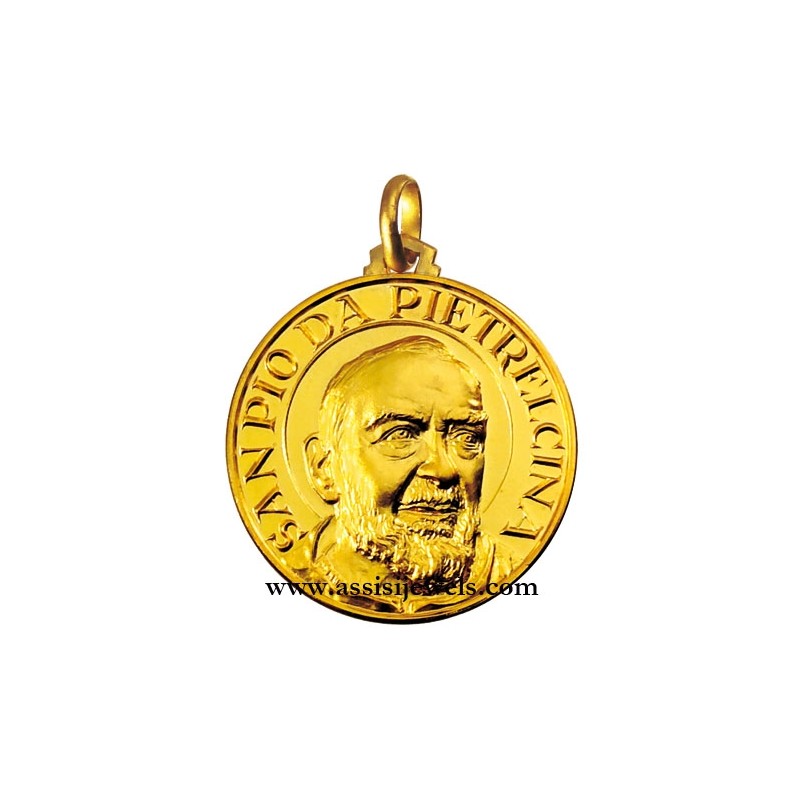 Medaglia di San Padre Pio oro 18 kt