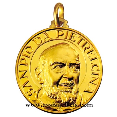 18 kt gold Saint Father Pio medal