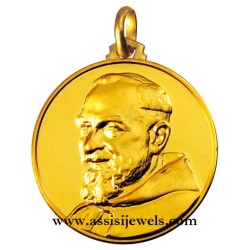 18 kt gold Saint Father Pio medal
