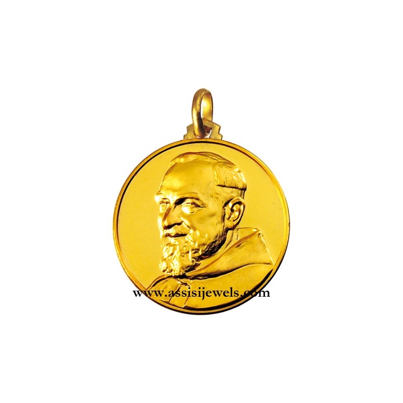 18 kt gold Saint Father Pio medal