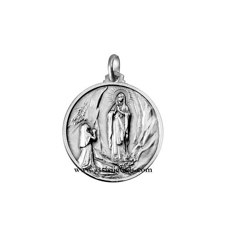 Medaglia Madonna di Lourdes argento 925