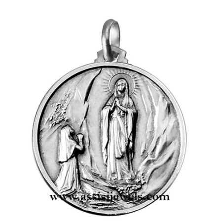 925 sterling silver Madonna of Lourdes medal