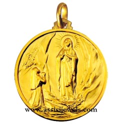 18 kt gold Madonna of Lourdes medal