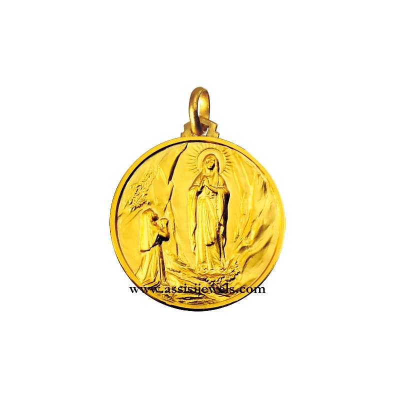 Medaglia Madonna di Lourdes oro 18 kt