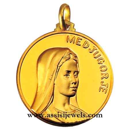18 kt gold Madonna of Medjugorje medal