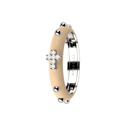 Nardelli white gold and enamel  rosary ring