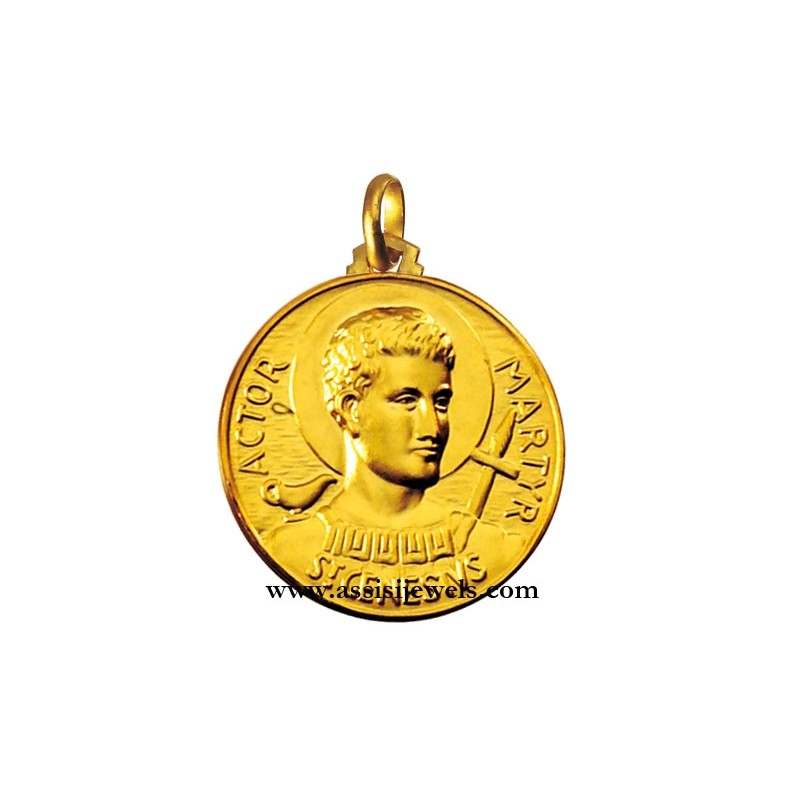 18 kt gold Saint Genesius medal