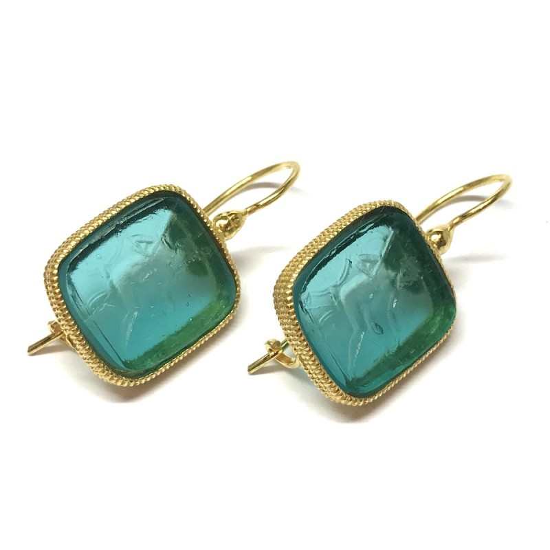 Michelangelo gioielli glass paste intaglio earrings