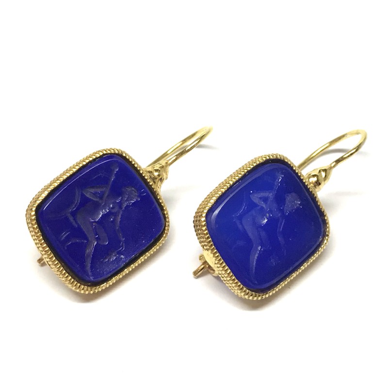 Michelangelo gioielli glass paste intaglio earrings