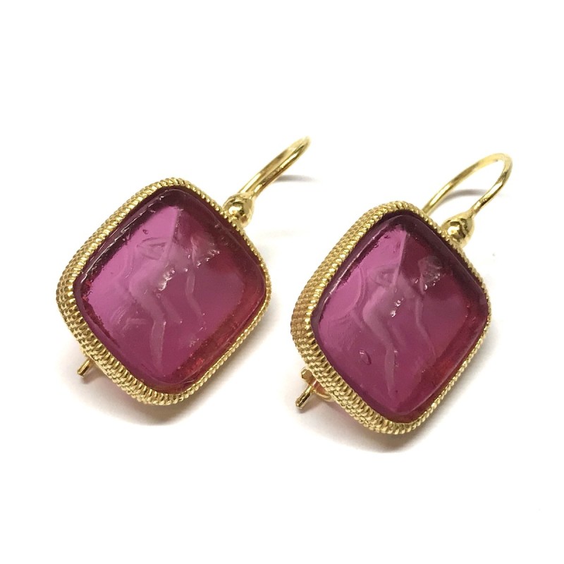 Michelangelo gioielli glass paste intaglio earrings