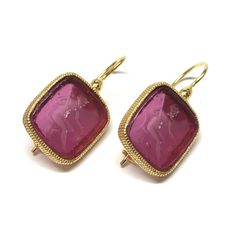 Michelangelo gioielli glass paste intaglio earrings