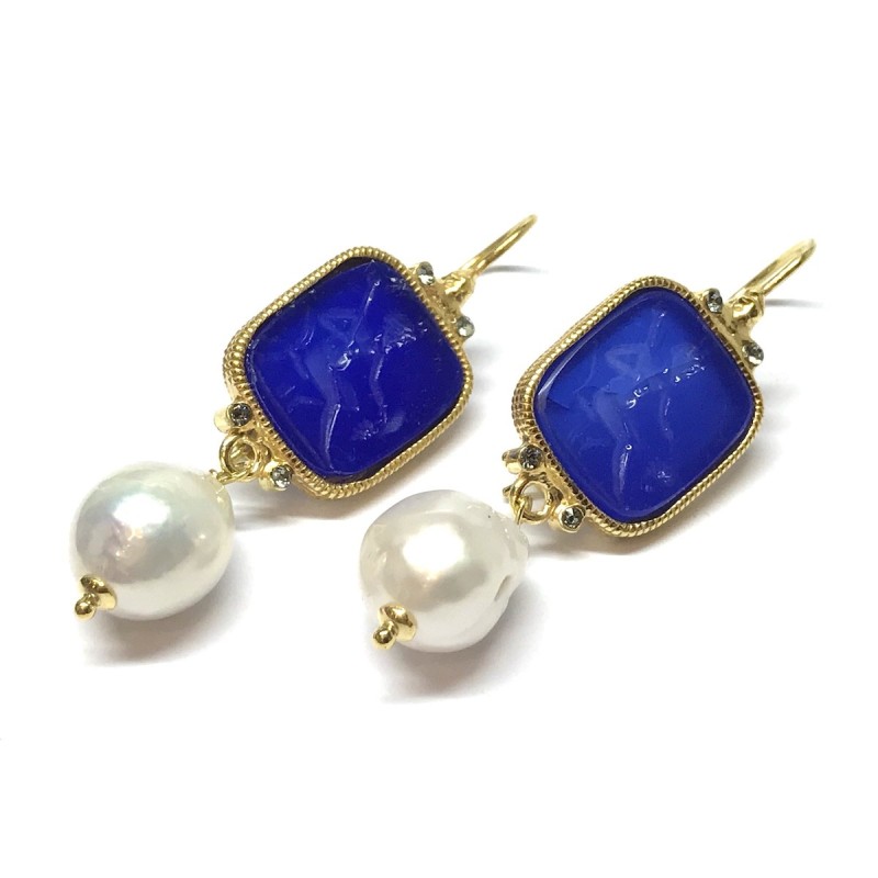 Michelangelo gioielli glass paste intaglio earrings