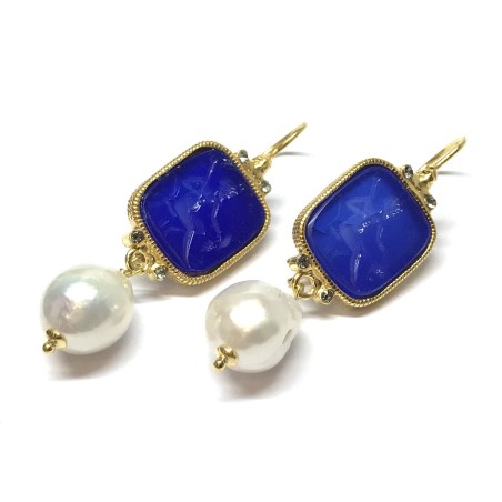 Michelangelo gioielli glass paste intaglio earrings