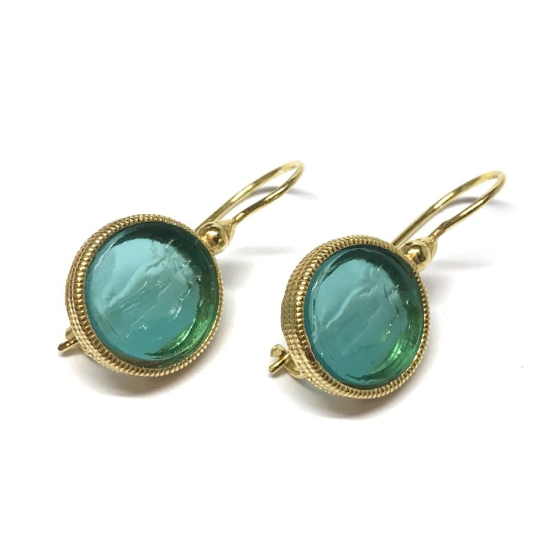 Michelangelo gioielli glass paste intaglio earrings