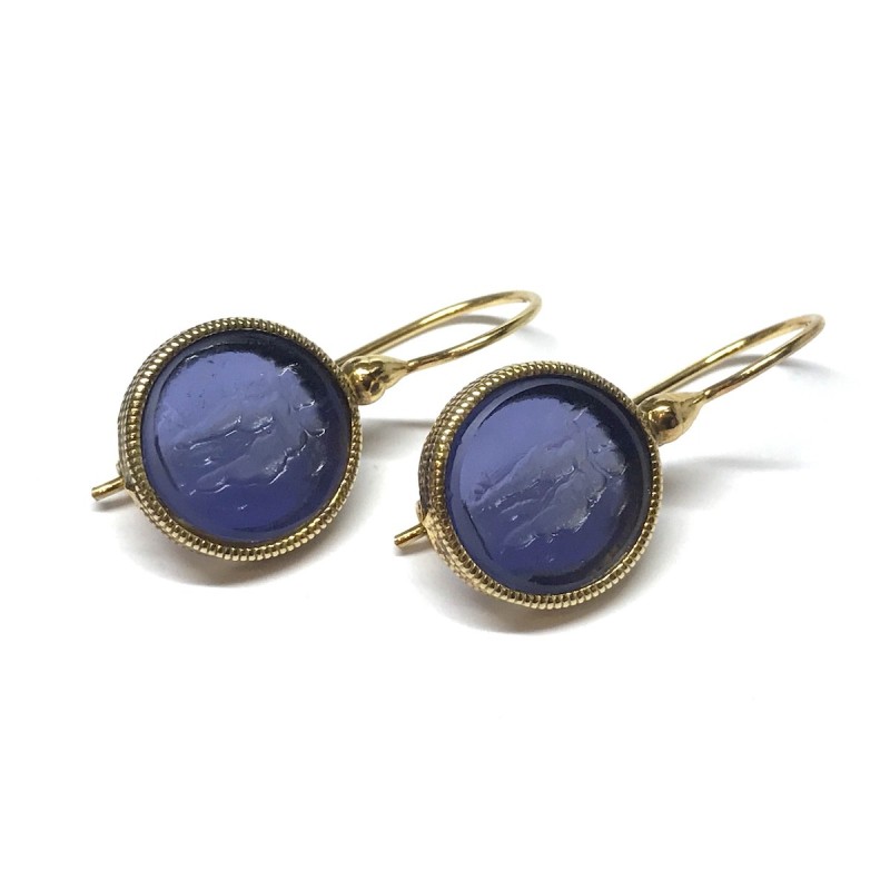 Michelangelo gioielli glass paste intaglio earrings
