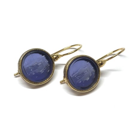 Michelangelo gioielli glass paste intaglio earrings