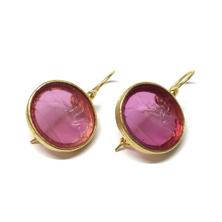 Michelangelo gioielli glass paste intaglio earrings